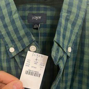 NWT JCrew Factory Blue/Green Gingham Casual button down shirt